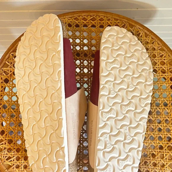 Birkenstock Cream and Burgundy Arizona Sandals - Picture 6 of 6